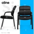 thumbnail image 3 of Oline Leather Guest Chair with Padded Arms, Reception Meeting Conference Waiting Room Lobby Home Desk Big and Tall Executive Office Chair, Black (1 Pack), 3 of 7