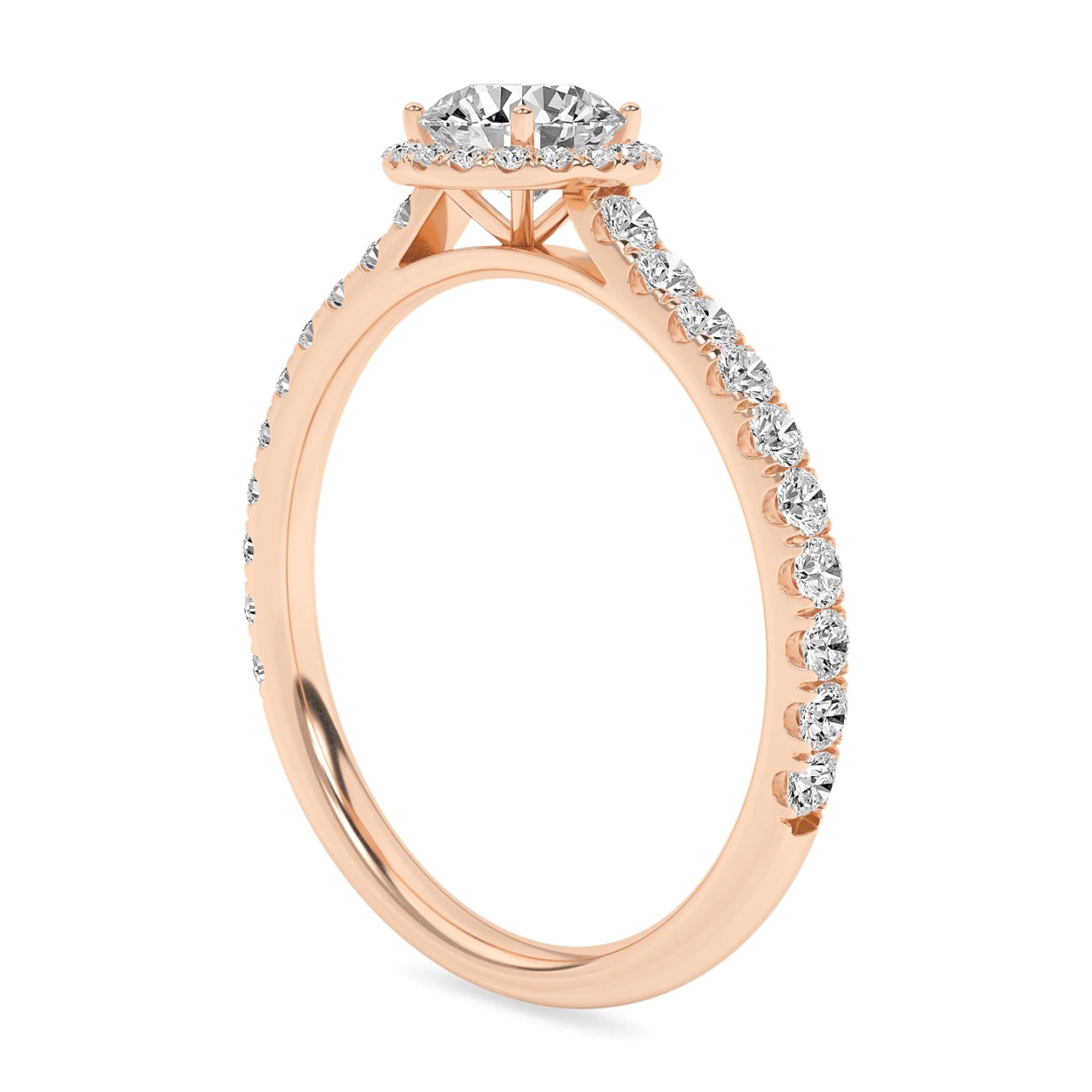 AFFY Halo Solitaire Engagement Rings For Women, 0.75 Carat (ctw) Lab Created Moissanite Promise Rings For Her In 10k Solid Rose Gold | VVS1 Quality Ring Size-9