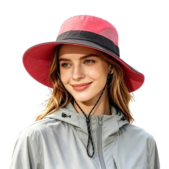 Women's Waterproof Bucket Hat with Sun Protection, Adjustable Chin Strap Outdoor Sun Hat for Hiking and Travel
