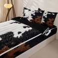 thumbnail image 3 of Erosebridal Cowhide Hide Zipper Twin Comforter Sets with Fitted Sheet and 2 Pillowcases,Rustic Farm Animal Zipper Bedding Set For Boys,Black Reversible,4 Pieces, 3 of 7