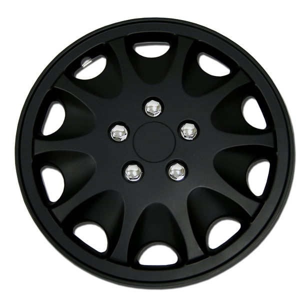 Set of 4 Matte Black SnapOn Hubcaps 15" WC151028B Hub Caps Wheel