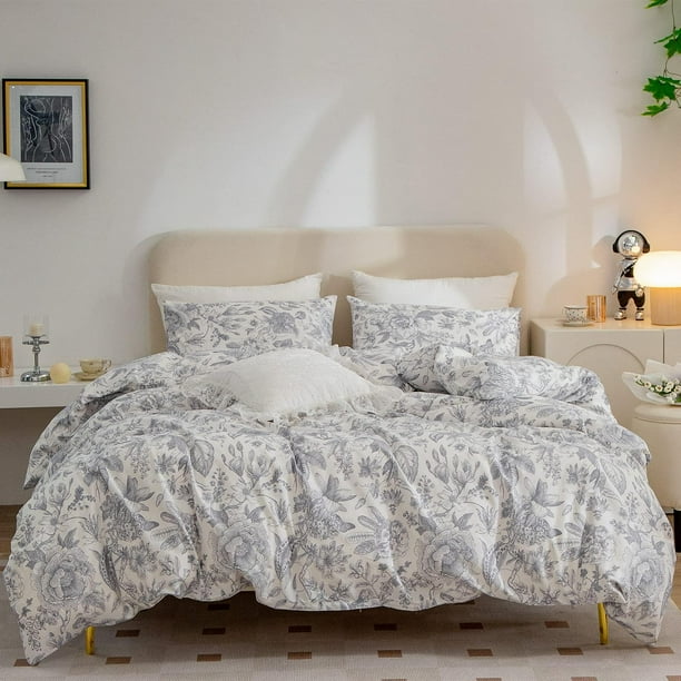 Juego de Funda Nórdica Flor, 100% Algodón 3 Piezas King Floral Juegos de Cama para