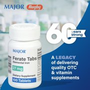 Major Ferate Elemental Iron Tablets, 27 mg, 100 Count