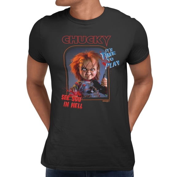 Chucky It's Time To Play See You In Hell Men's Graphic T-Shirt (Black, S-2XL)