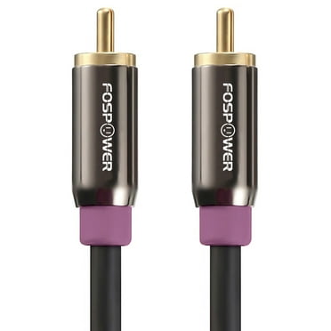 FosPower Subwoofer Cable Audio RCA to RCA (15 Feet), 24K Gold Plated 1-Male to 1-Male Dual Shielded Cord