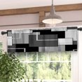 thumbnail image 3 of Dark Grey Kitchen Curtains Tiers and Valances Set 3 Piece for Windows Geometric Modern Art Kitchen Window Curtains Set,Grey and Black Valances for Living Room(36" Tiers Set), 3 of 6