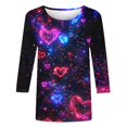 thumbnail image 5 of Craaazy Women's Casual Heart Prints Crewneck 3/4 Sleeve Loose Valentine Shirts for Her Gifts, 5 of 5