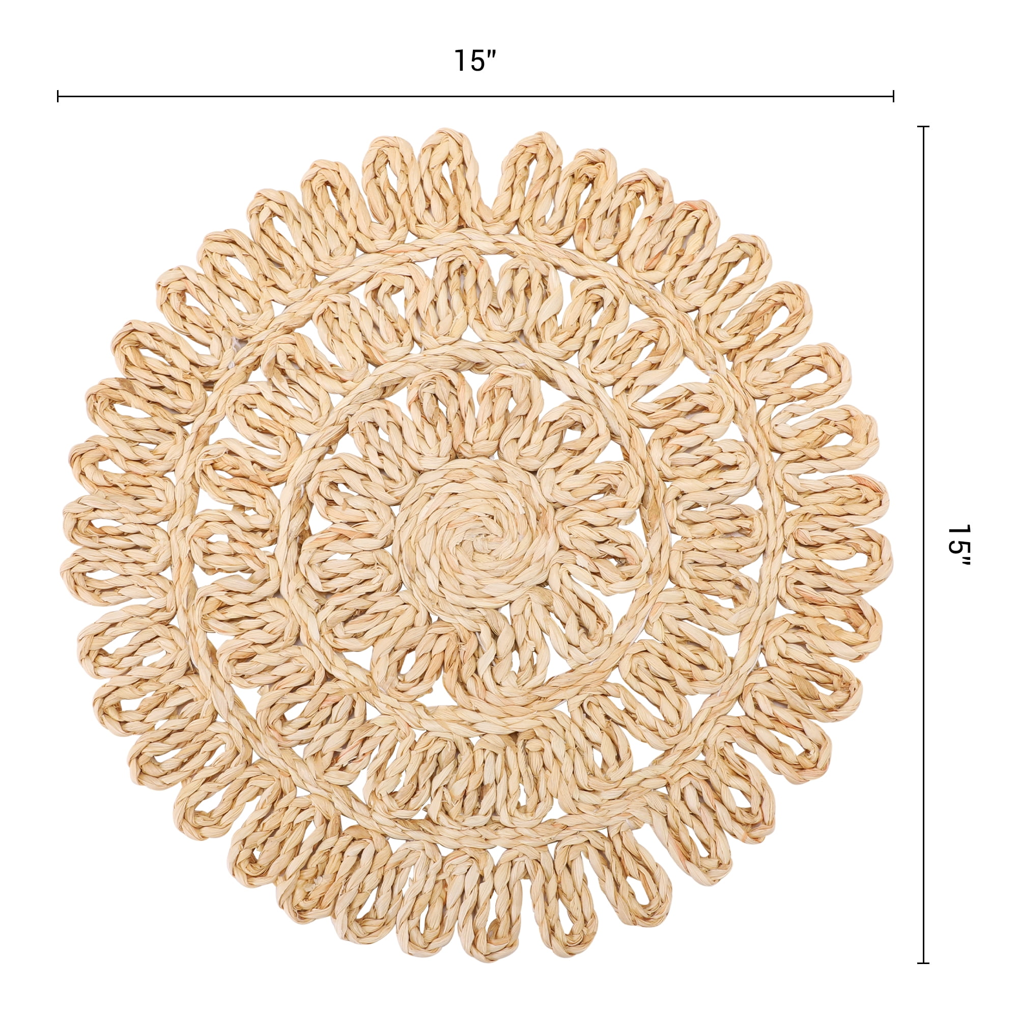 Unique Bargains 4pcs Round Placemats Brown 15"x15"
