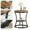 thumbnail image 5 of Condemo 2 Tier Industrial Round End Table, Accent Nightstand with Metal Frame for Living Room, Bedroom, Rustic Brown & Black, 5 of 9