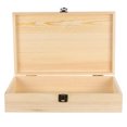 thumbnail image 1 of Caja grande de madera sin terminar con tapa abatible para guardar recuerdos, ideal para manualidades, pintar y decorar. Cofre del tesoro rectangular sin pintar para joyas, juguetes y tesoros., 1 of 6