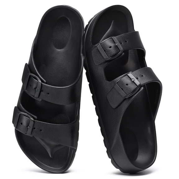 Crestar Comfortable Sandals for Women, Arch Support Womens Sandals with Adjustable Buckle, Black