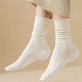 thumbnail image 3 of harmtty Adult Socks Unisex Socks 1 Pair Women Socks Mid-tube Solid Color Knitted Thick Warm Elastic Anti-shrink Soft Warm Anti-pilling Anti-slip Lady Winter White, 3 of 8
