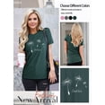 thumbnail image 3 of NFTOEIULA Women Dandelion Graphic Letter Print Crew Neck Short Sleeve T-Shirt, 3 of 7