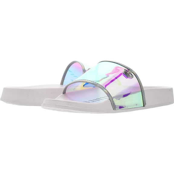 Juicy Couture Slide Sandals, Beach Sandals for women, Flip Flops Sandals, Pool Slides Shoes 6 Wyndows White Clear Lucite