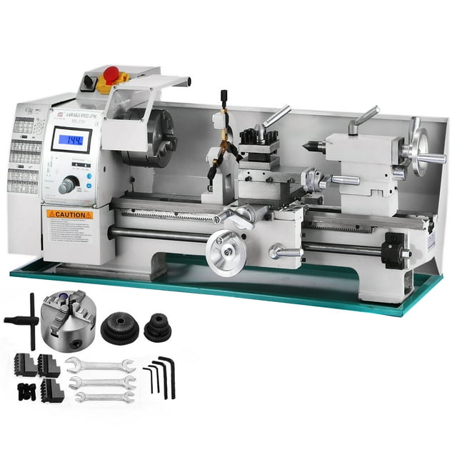 VEVOR Metal Lathe 8x16 Inch Precision Mini Metal Lathe 2500 RPM 750W Variable Speed Mini Lathe Bench Top with Digital Control System (8x16inch+Brush Motor)