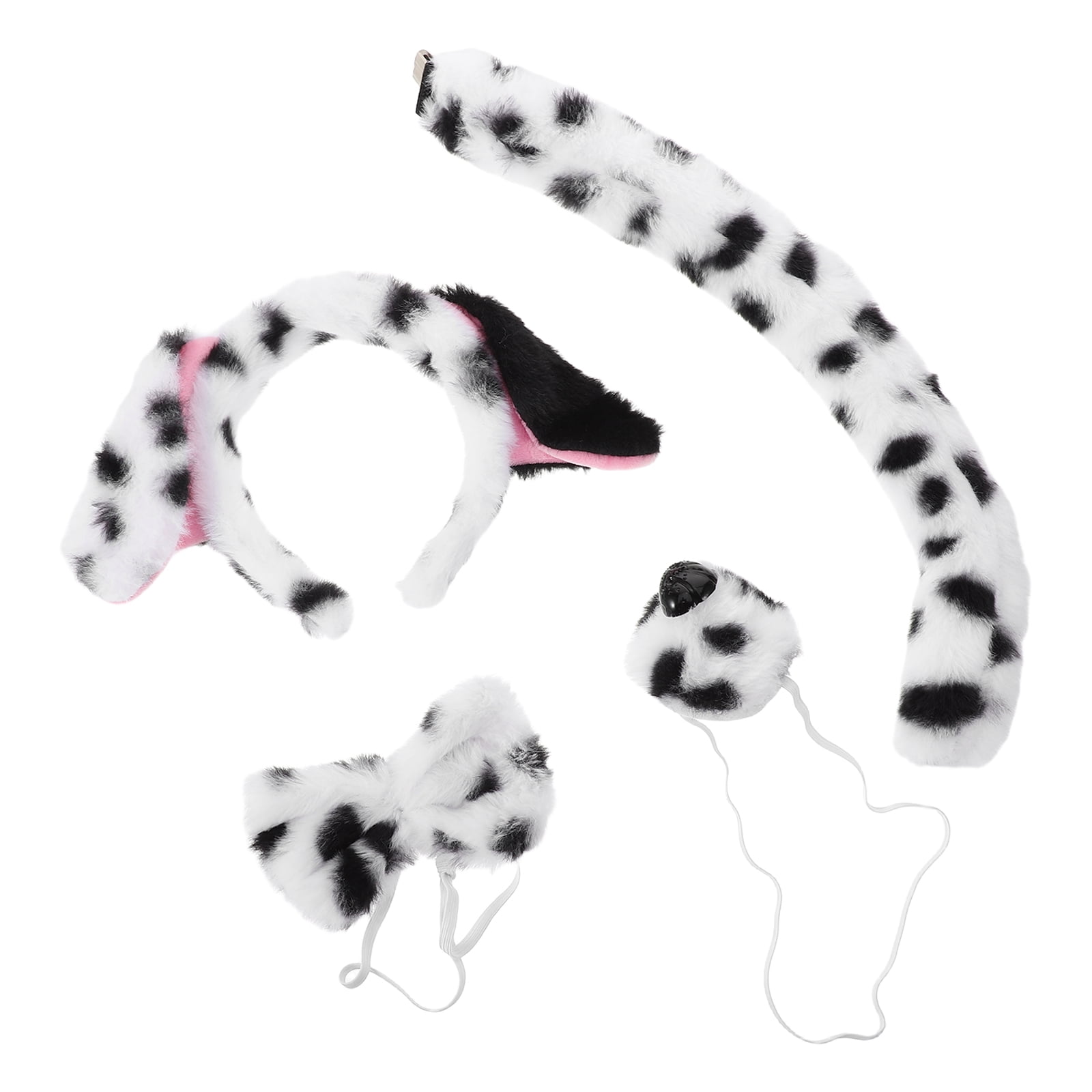 ELAYARD Dalmatian Ears Headband and Tail Kit Multi Fuzzy for Carnival 1Set