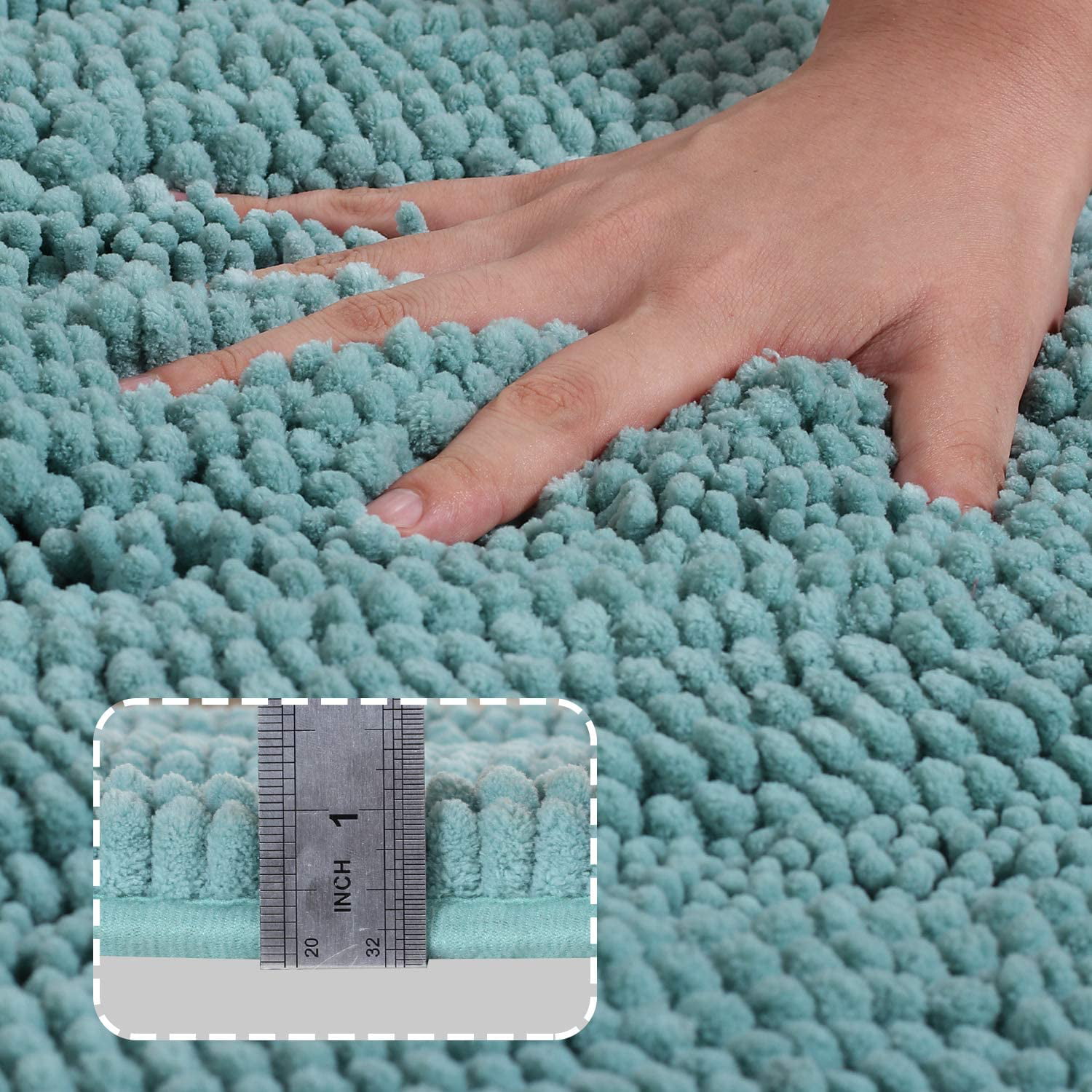 Bath Rug Runner Mat Memory Foam 3D Pebble 48L x 18W - Navy Blue
