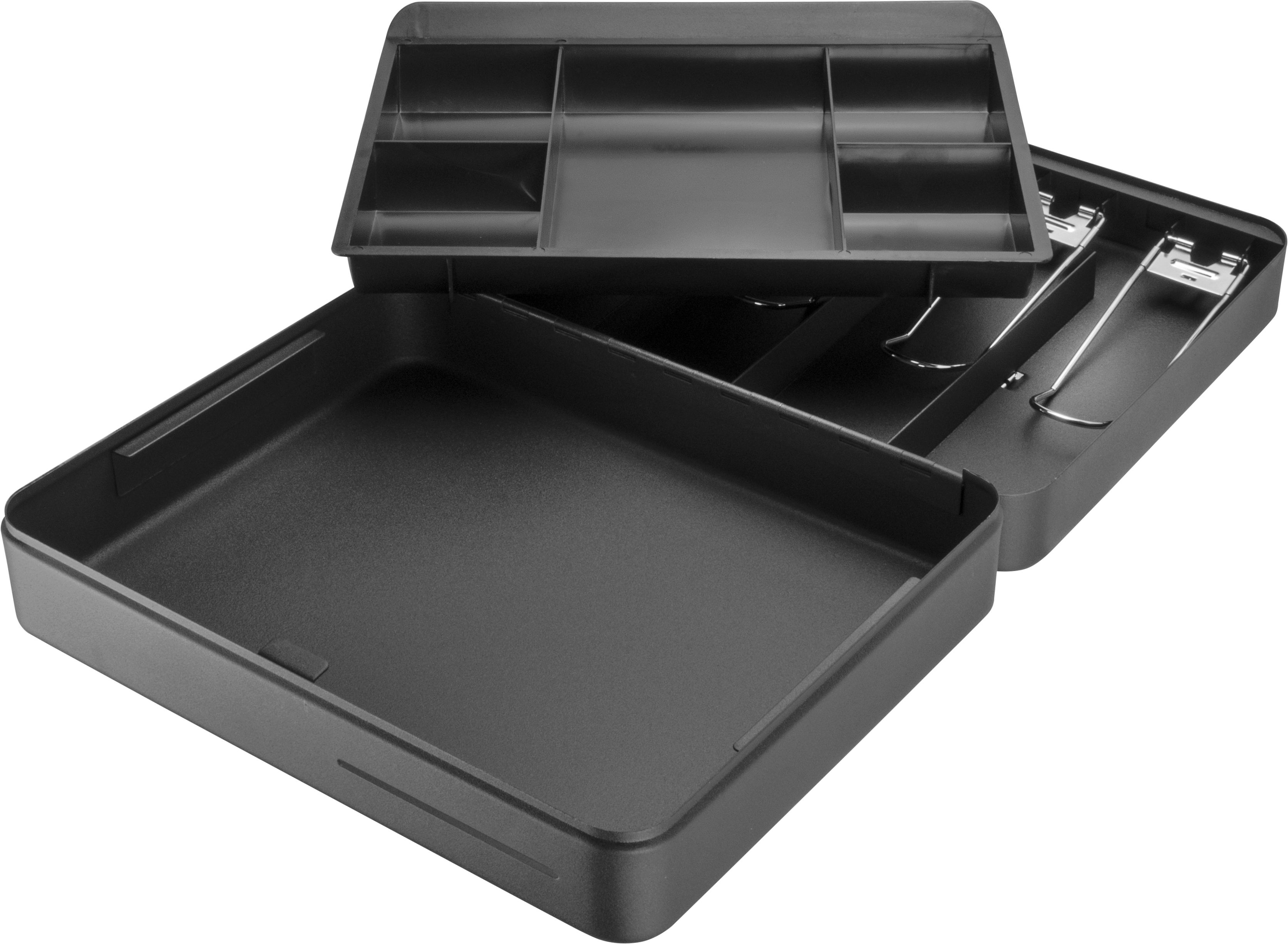 Winbest 12 inch Steel Fold Out Register Style Key Lock Cash Box with Money Tray
