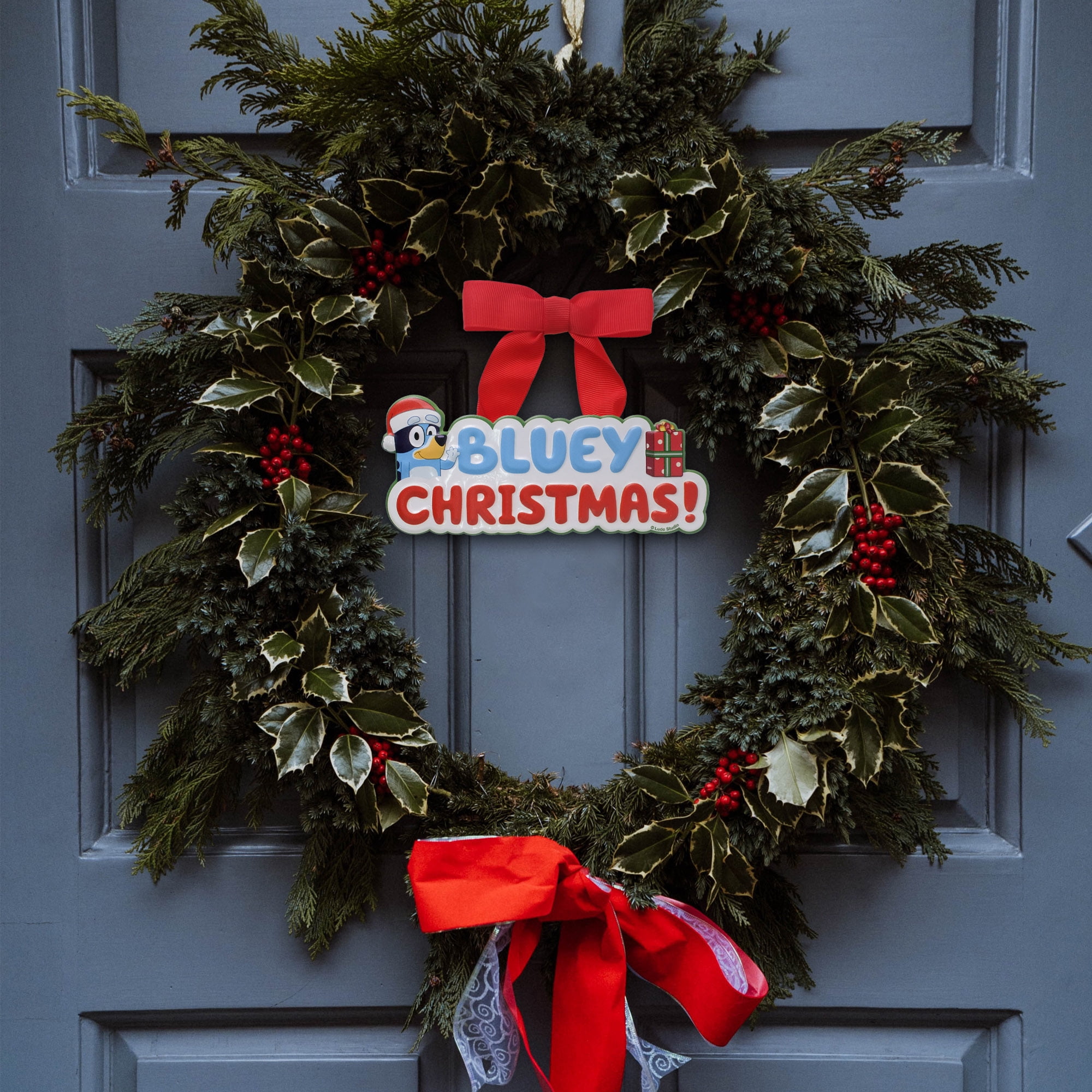 Bluey 6 Inch Metal Christmas Ribbon Sign