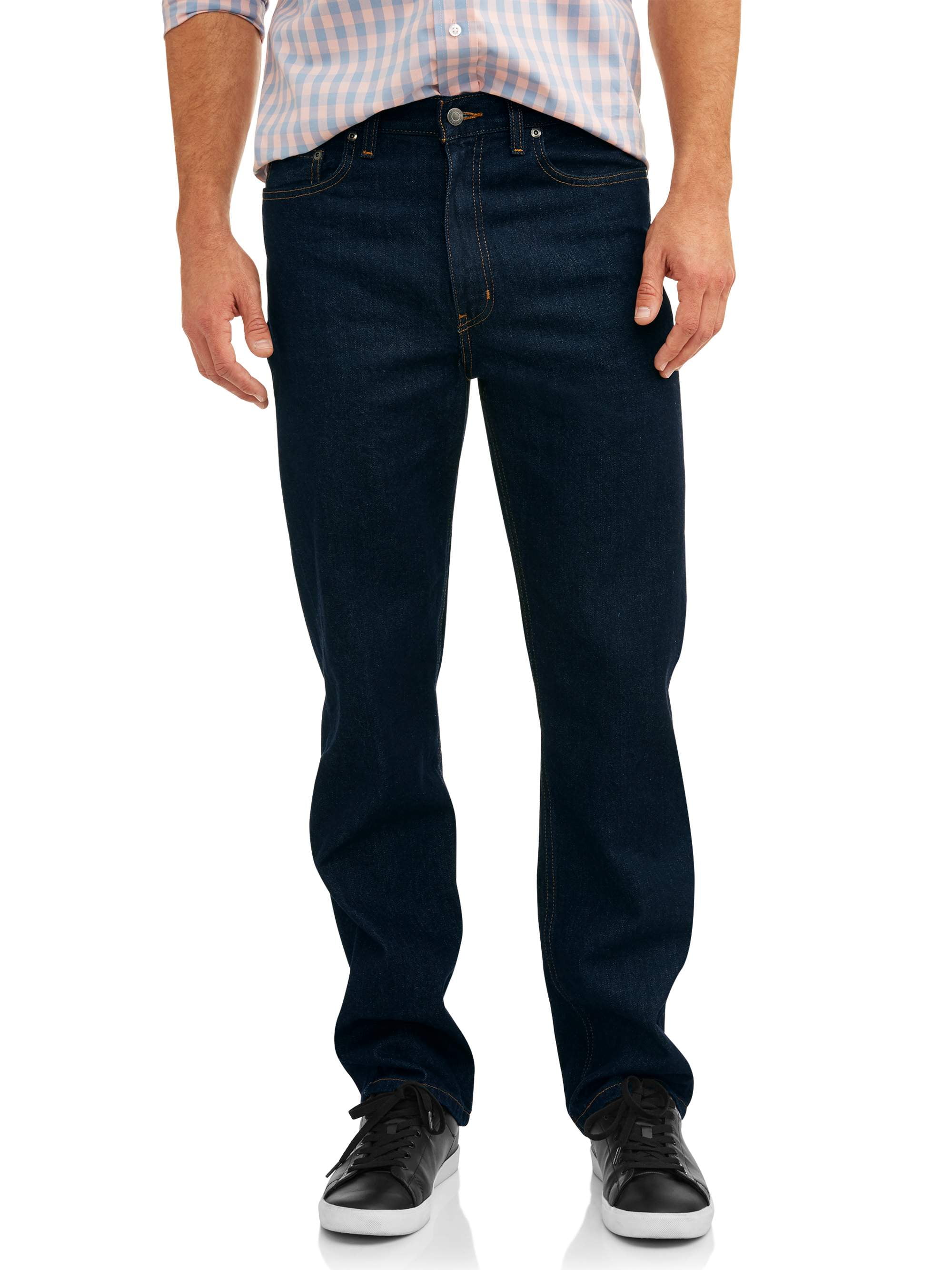 Rustler Wrangler Men's Big & Tall Regular Fit Straight Leg Dark Blue Denim Jeans 