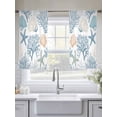 thumbnail image 5 of Summer Ocean Life Sheer Curtains 54 Inch Long 2 Panels, Marine Starfish Coral Line Art Light Filtering Rod Pocket Curtains, Sheer Voile Drapes for Living Room Bedroom, 52"x54", 5 of 8