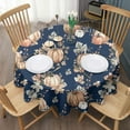 thumbnail image 3 of Fall Pumpkins Leaves Pattern Round Tablecloth 60" X 60",Wrinkle Wipeable Table Cloth for Kitchen Dining Room Picnic Patio Party, 3 of 6