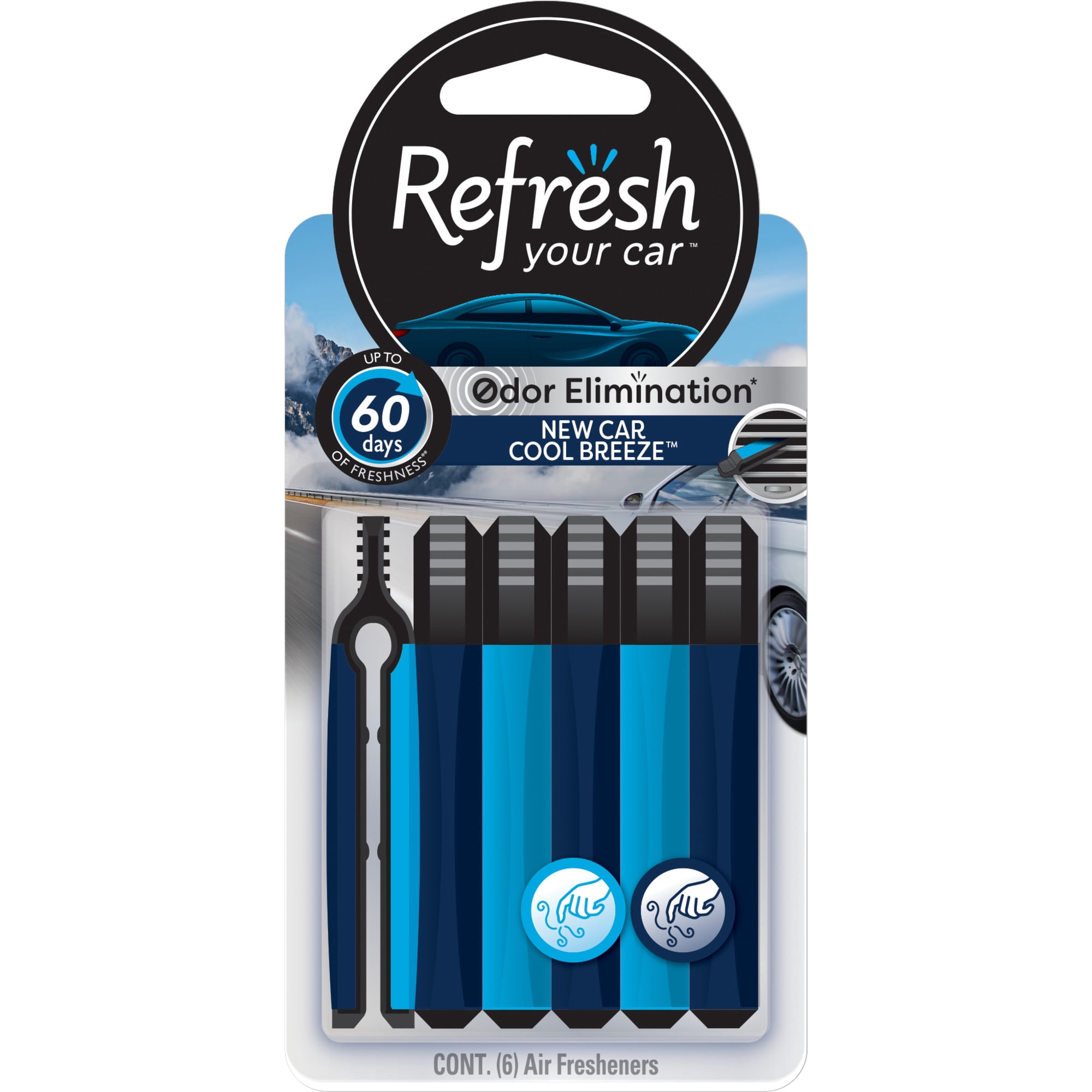 Refresh Your Car! Vent Air Freshener (New Car /Cool Breeze Scent, 6 Pack)