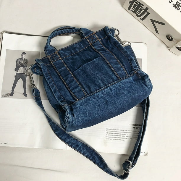 Bolsa de hombro de mezclilla para mujer Bolsa de moda informal suave para estudiante azul oscuro Likrtyny Para Estrenar Walmart en linea