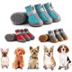 thumbnail image 1 of Botas para perros (4 unidades), zapatos para mascotas para caminar. Suela de tela transpirable que protege las patas en pavimento caliente y nieve fría (Café)., 1 of 8