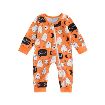 

Woshilaocai Baby Jumpsuit Long Sleeve Ghost/Pumpkin/Santa Claus Print Romper