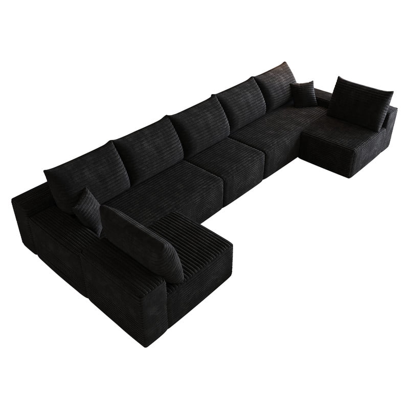Modern Cloud U-Shaped Sectional Sofa, Modular Upholstered Sofa Couch, lush Corduroy Fabric Deep Seat Corner Sofa for Living Room, Apartment, No Assembly Required