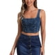 thumbnail image 1 of Top de corsé de mezclilla sin mangas para mujer, blusa corta de jean, azul medio, XS, 1 of 1