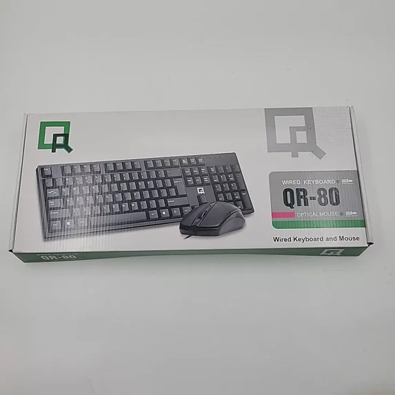 Open Box QR-80 WIRED KEYBOARD & OPTICAL MOUSE SET - BLACK