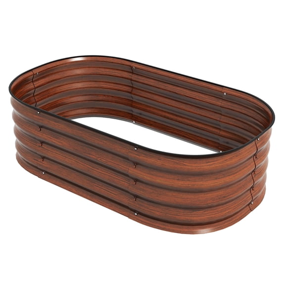 Galvanized Raised Garden Bed Kit 3.4ft - Metal Planter Box for Vegetables, Flowers, Brown