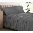 thumbnail image 3 of Royale Linen 400 Thread Count 100% American Grown Cotton Flat Sheet - Cooling Sheets - King Sheets - Luxury Sateen Weave - King Flat Sheet Sold Separately - Grey Flat Sheet Only (King, Spanish Slate), 3 of 9