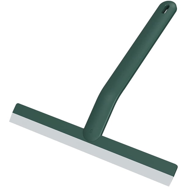 Escobilla de goma para ducha, equipo de limpieza de ventanas, herramienta de limpieza de ventanas, escobilla de goma con mango largo, escobilla de goma para mampara de ducha para espejo, piso, baño (verde) JM