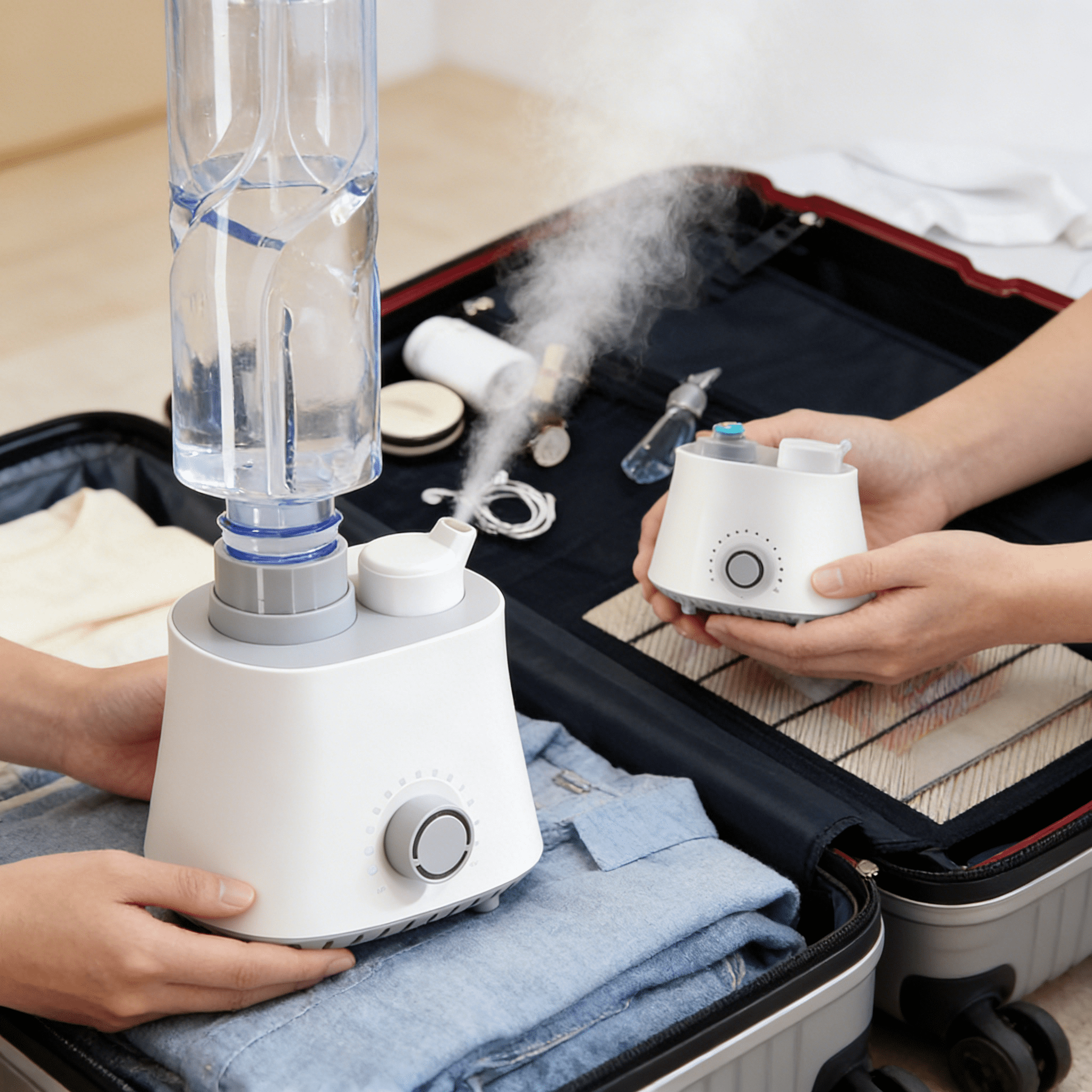 HIBIBUD 2026 New Portable Humidifier for Water Bottle,Ultrasonic Quiet Travel Humidifier with Adjustable Mist,Plug-In Personal Desk Humidifier for Home Office Bedroom Car