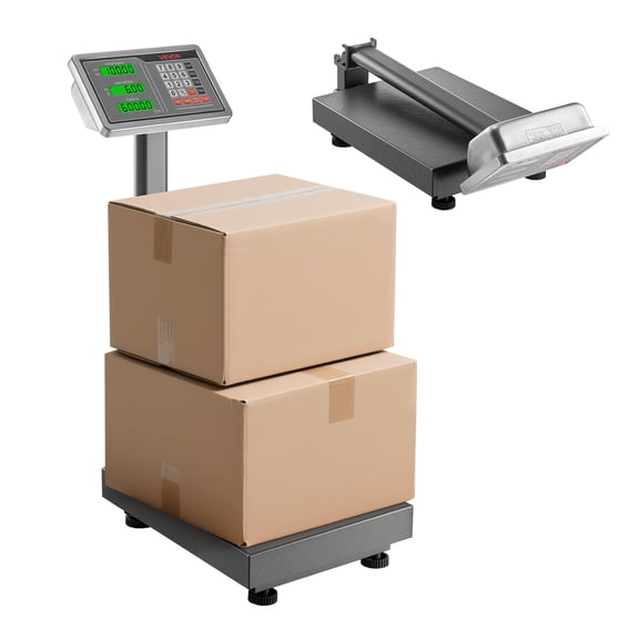 VEVOR Computing Digital Platform Scale, 220 lbs Load, 0.04 lbs Accuracy, Electronic Floor Scale with LB/KG, Tare, Price Calculator, AC/DC Power Supply, Fit for Luggage, Shipping, Packages, Postage