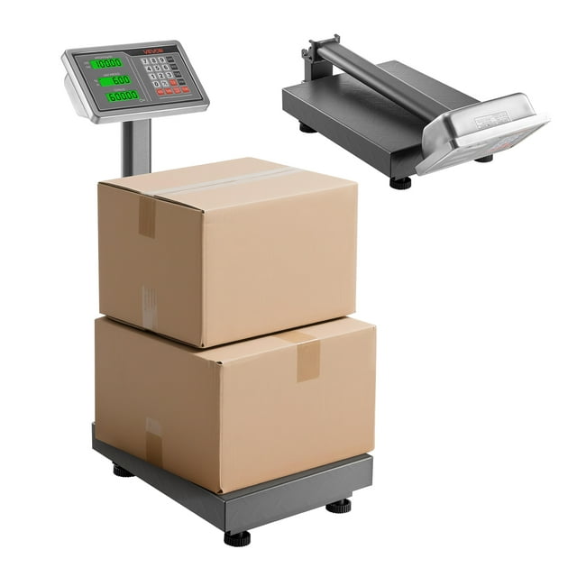 VEVOR Balance Plateforme Numérique Informatique, Charge de 220 Lb, Précision de 0,04 Lb, Balance de Sol Électronique avec LB/KG, Tare, Calculatrice de Prix