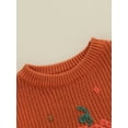 thumbnail image 5 of Toddler Baby Boy Girl Halloween Outfit Knit Chunky Pumpkin Sweaters Crew Neck Pullover Sweatshirt Tops Fall Winter Clothes, 5 of 7