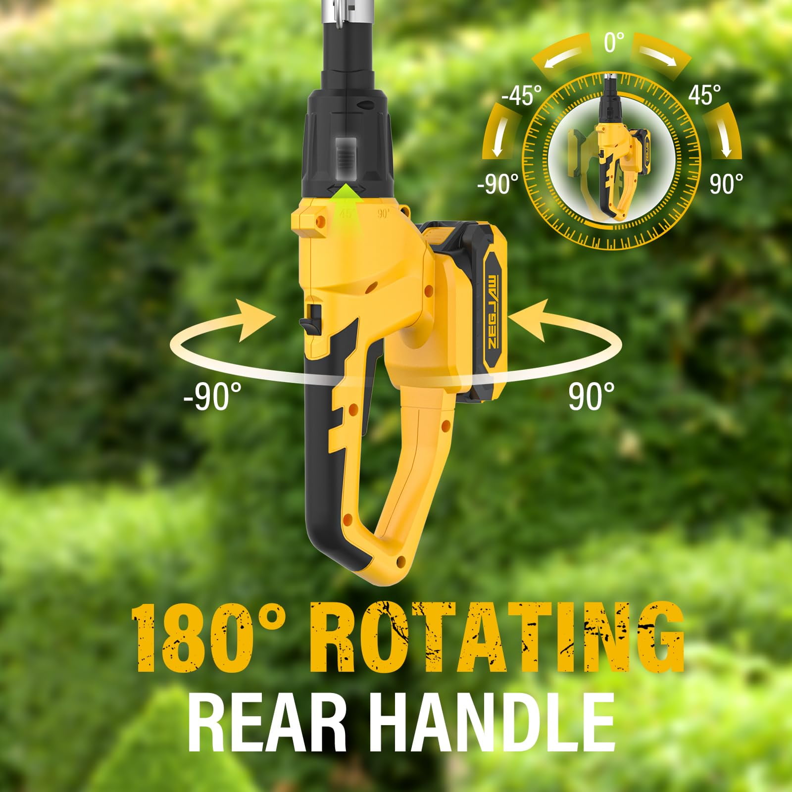 ZEGJAW Pole Saw 8-Inch Cordless Tree Trimmer and 18-Inch Pole Hedge Trimmer 2-In-1,15-Feet Max Reach, Auto Oiling, Telescoping Pole Chainsaw with 2.0Ah Battery & Charger
