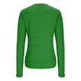 thumbnail image 5 of QIUOMBBP Women's Crew Neck Tops Long Sleeve Casual Textured Slim Fitted Trendy Shirts Going Out Basics Tees zz-Green XL, 5 of 8