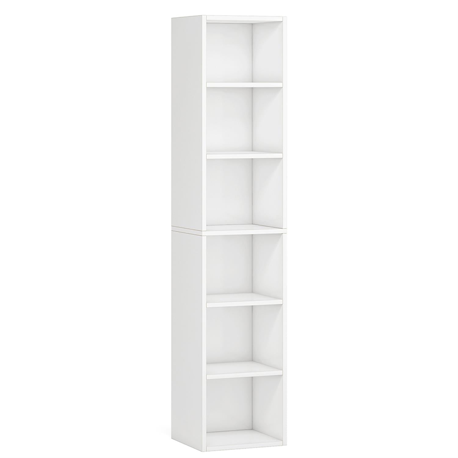 Demi Bonn 70.9" Corner Bookcase, Modern 6-Tier Narrow Cube Display Shelves for Bedroom, Living Room, White