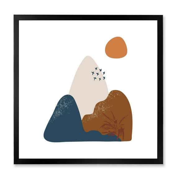 Designart 'Abstract Minimal Shapes Under Flowers VI' Modern Framed Art Print