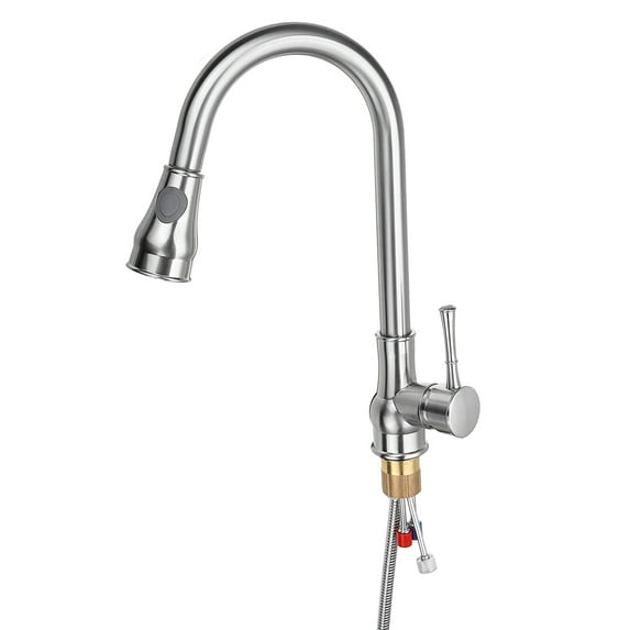 Kitchen Faucets,Black/Silver Single Handle 360-degree Swivel Pull Out Sprayer Stream Spout Sink Faucet w/ Pause Control Handheld for Bathroom Kitchen