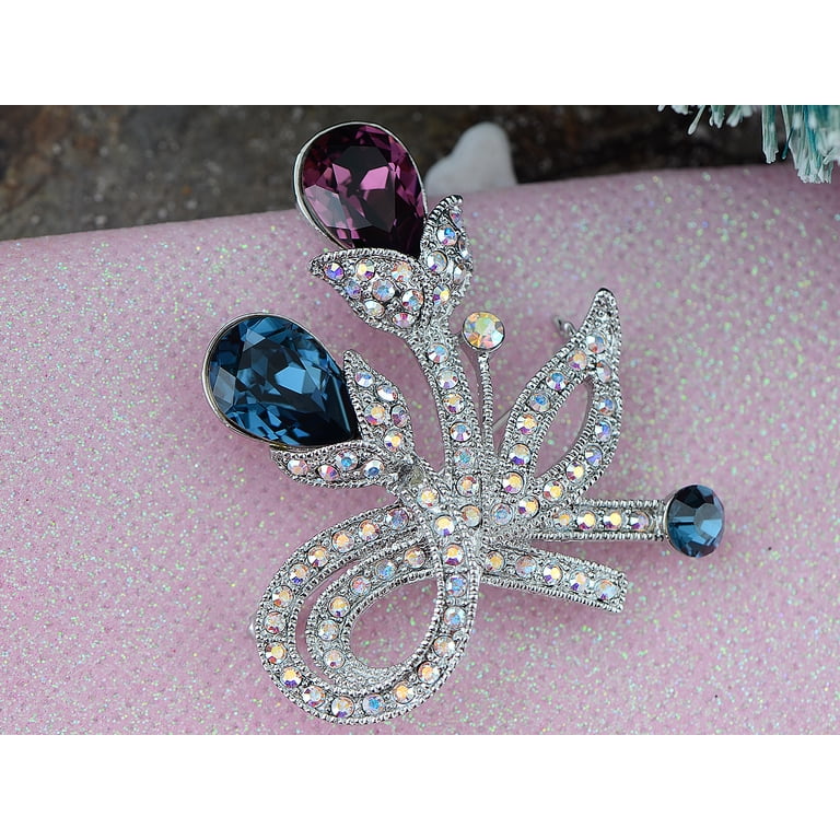 Fashion Elegant Colorful Blue Purple Floral Crystal  display picture 2