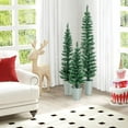 thumbnail image 2 of GOFLAME Set of 3 Potted Christmas Tree, 3’ 4’ 5’ Slim Pencil Trees with 120, 140, 160 Branch Tips & Cement-Filled Metal Bases, Artificial Entrance Xmas Trees for Porch, Front Door, Entryway, 2 of 9