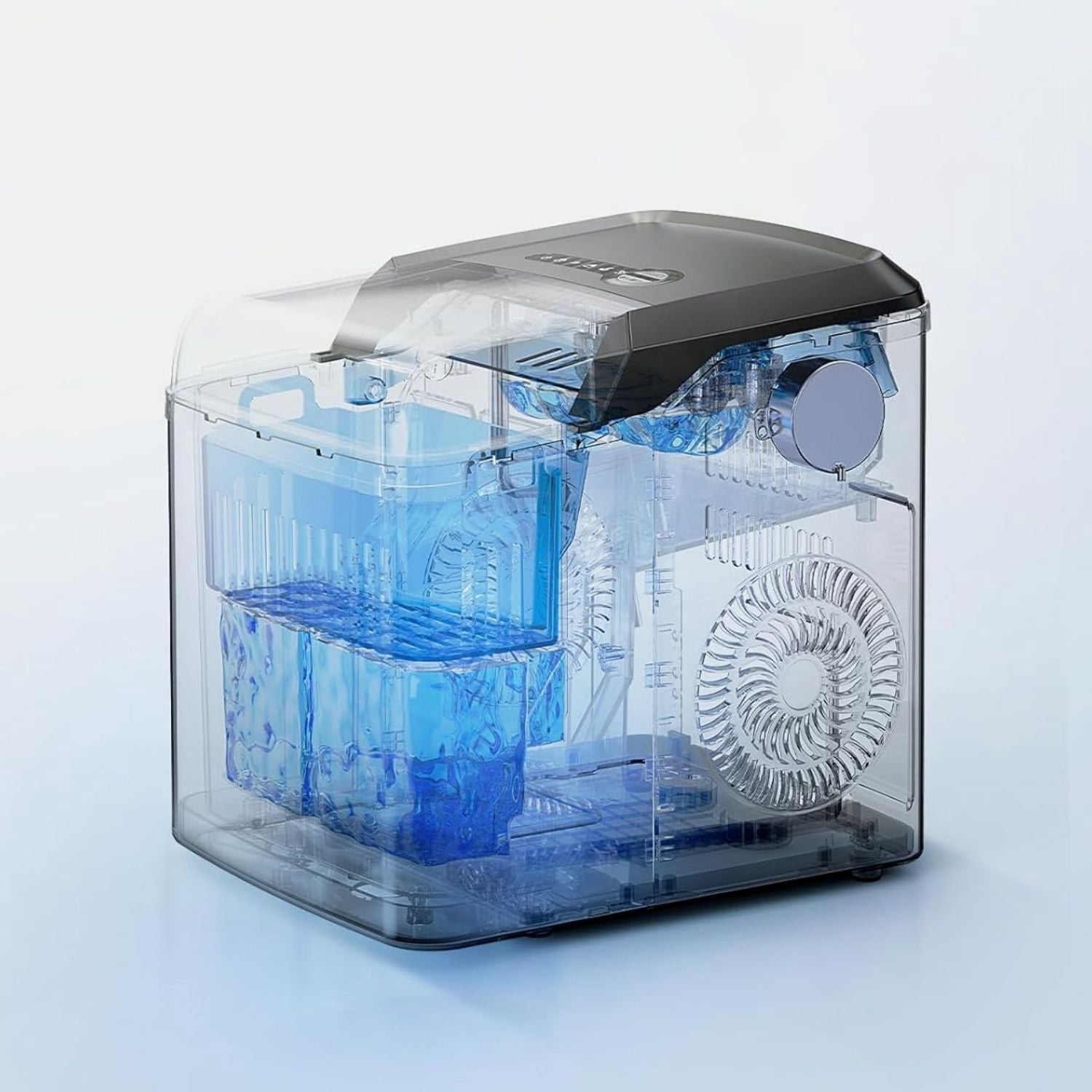 Countertop Ice Maker, 9 Cubes Ready in 6 Mins, 26lbs in 24Hrs, Portable Ice Machine with Self-Cleaning, 2 Sizes of Bullet Ice for Home/Kitchen/Party/RV, Black