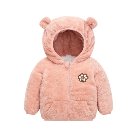 

Jacket Medium Youth Jacket Toddler Boys Girls Winter Windproof Cartoon Solid Bear Ears Hooded Coat Jacket Kids Warm Fleece Outerwear Kid Coats for Boys Winter
