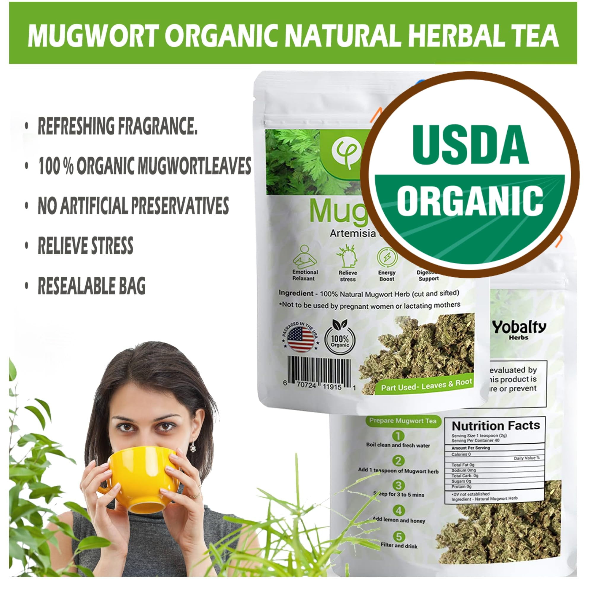 Mugwort Organic, 4 oz/113 SE33 Gr, USDA Certified